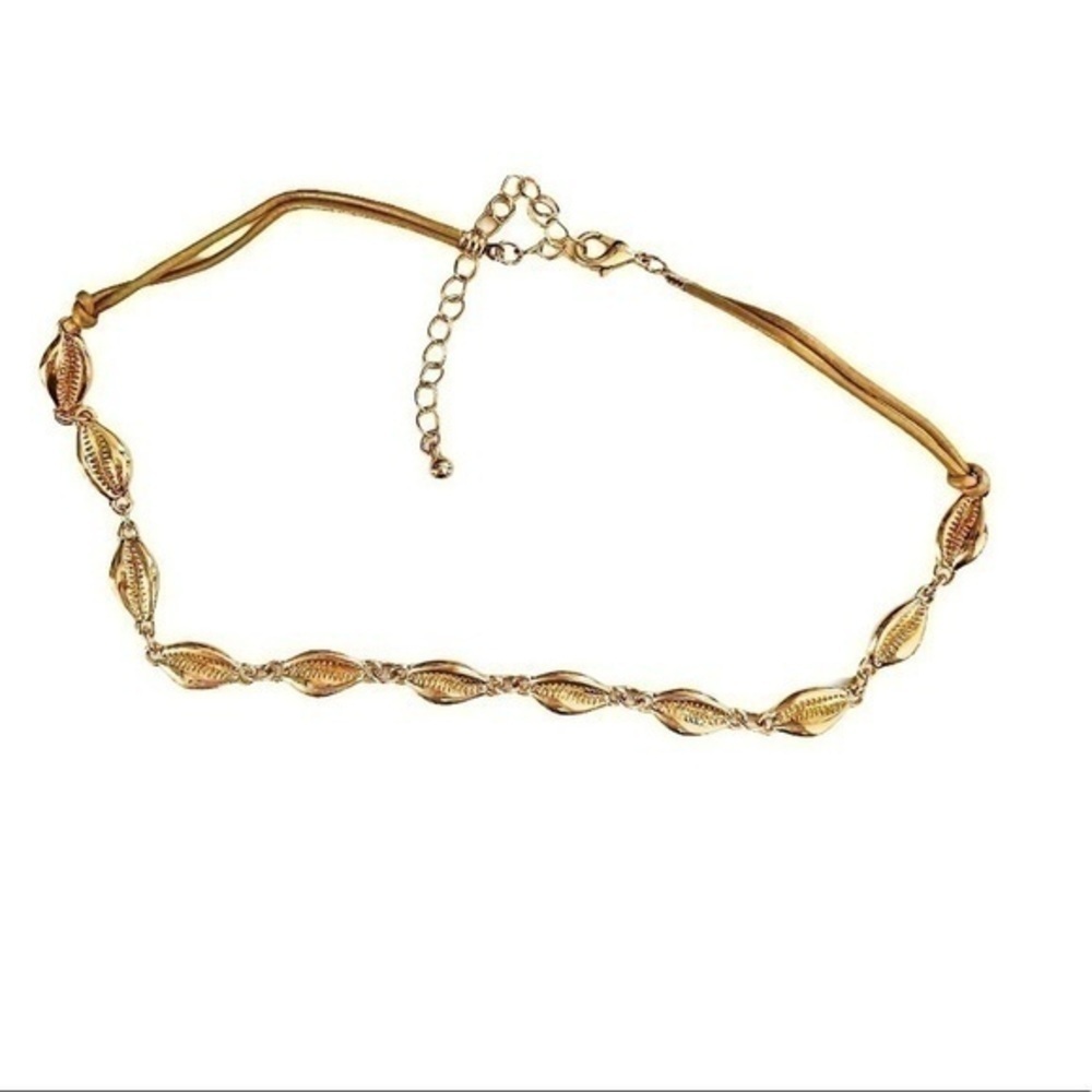 GOLD Leather Shell Choker